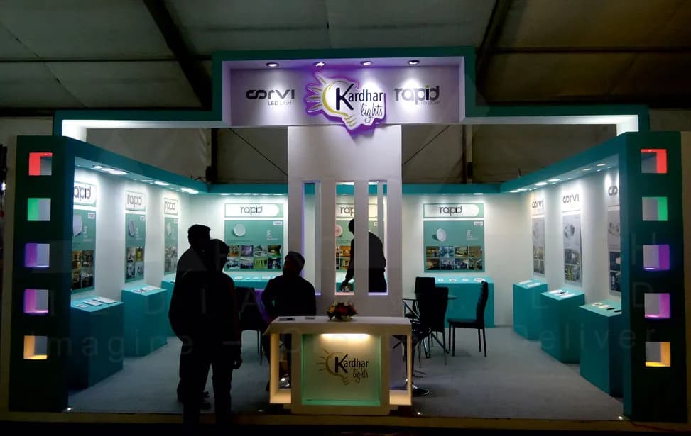 Lighting Exhibition Stall Design at Decor India Jaipur — 30 sqm 1 side open trade show booth for Kardhar Lights at Decor India 2016, 2016