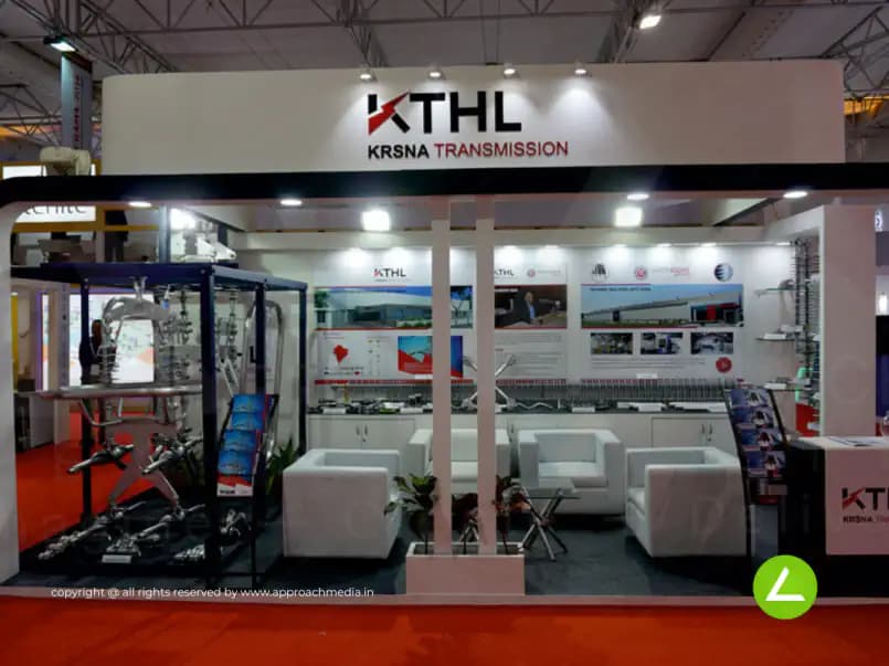 Power Transmission Exhibition Stall Design at ELECRAMA 2016 Bangalore KTHL — 24 sqm 3 side open trade show booth for KTHL Krsna Transmission at ELECRAMA 2016, 2016