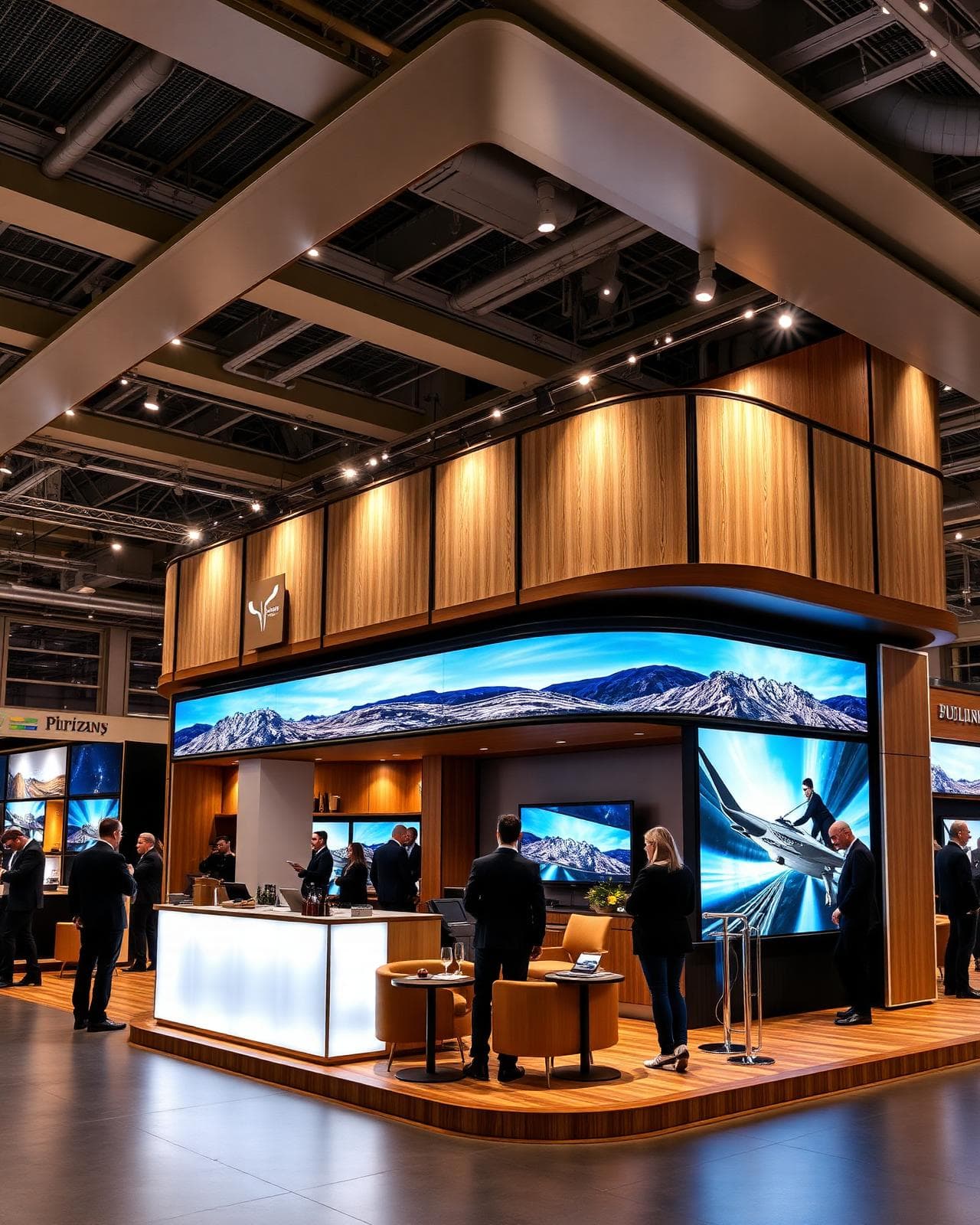 Double-decker immersive stall with LED video wall